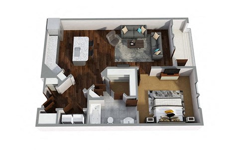 1 Bedroom D 1 Bath Floor Plan at Century Town Center, Gainesville, Florida