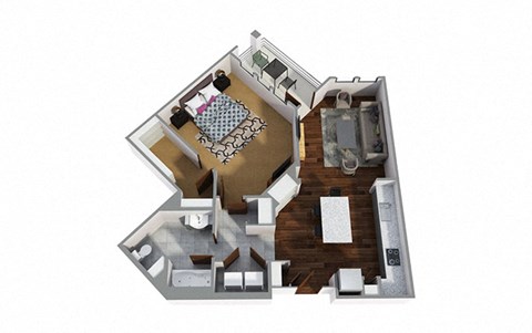 1 Bedroom E 1 Bath Floor Plan at Century Town Center, Gainesville