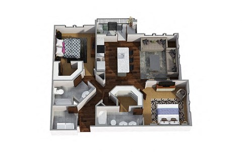 2 Bedrooms and 2 Bathrooms Floor Plans B at Century Town Center, Gainesville, FL, 32607