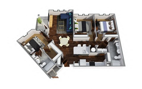 3 Bedrooms and 2 Bathrooms Floor Plans at Century Town Center, Gainesville, FL