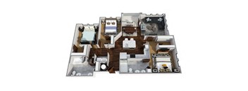 3 Bedrooms and 2 Bathrooms Floor Plans B at Century Town Center, Gainesville, Florida