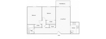2 Bedroom 1 Bath Floor Plan at Summit East Nashville, Nashville