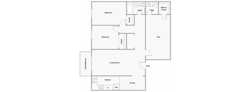 2 Bedroom 1.5 Bath  With Balcony Floor Plan at Summit East Nashville, Tennessee, 37217