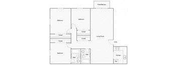 3 Bedroom 2 Bath Floor Plan at Summit East Nashville, Nashville, TN, 37217