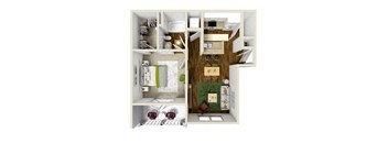 1 Bed 1 Bath Floor Plan at The Metro Apartments, Atlanta, 30339