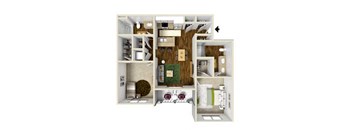 2 Bed 2 Bath Floor Plan at The Metro Apartments, Atlanta, Georgia