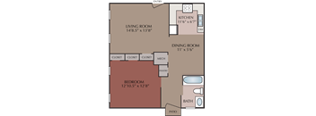 Spacious one bedroom floor plan apartment at Lakewood Lodge, Hanahan, SC