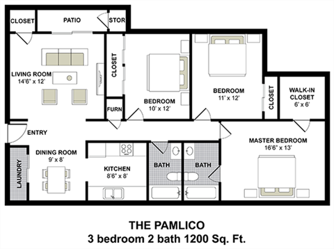 The Pamlico Floor Plan at Tiffany Square, Rocky Mount