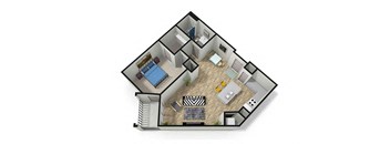 1 bed 1 bath floor plan C at Eleven 85 Apartments, Atlanta, GA