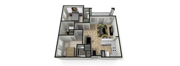 2 bed 1 bath floor plan at Eleven 85 Apartments, Atlanta, 30318