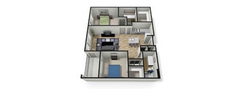 2 bed 2  bath floor plan at Eleven 85 Apartments, Atlanta, Georgia