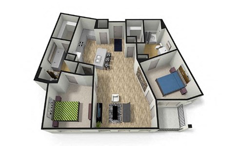 2 bed 2  bath floor plan A at Eleven 85 Apartments, Atlanta