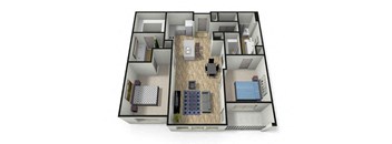 2 bed 2  bath floor plan B at Eleven 85 Apartments, Georgia