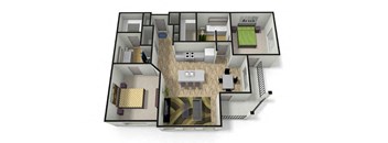 2 bed 2  bath floor plan C at Eleven 85 Apartments, Georgia, 30318