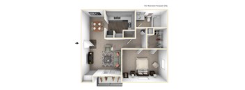 1 Bedroom 1Bath Floor Plan at Tulip Grove, Hermitage, TN