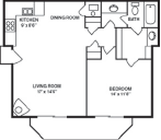 1 bedroom, 1 bathroom /double balcony