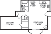 1 bedroom, 1 bathroom