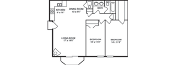 2 bedroom, 1 bathroom w/fireplace