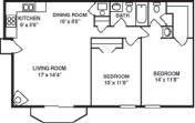 2 bedroom, 1.5 bathroom