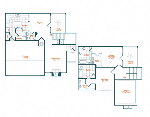 2 bedroom 2 bathroom B5 floor plan at the Lex at Brier Creek, Morrisville, NC