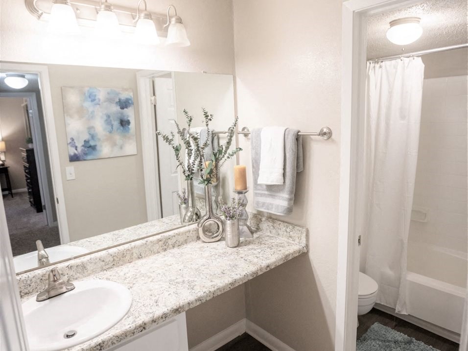 Renovated bathroom  at Avenues at Holcomb Bridge, Peachtree Corners, GA