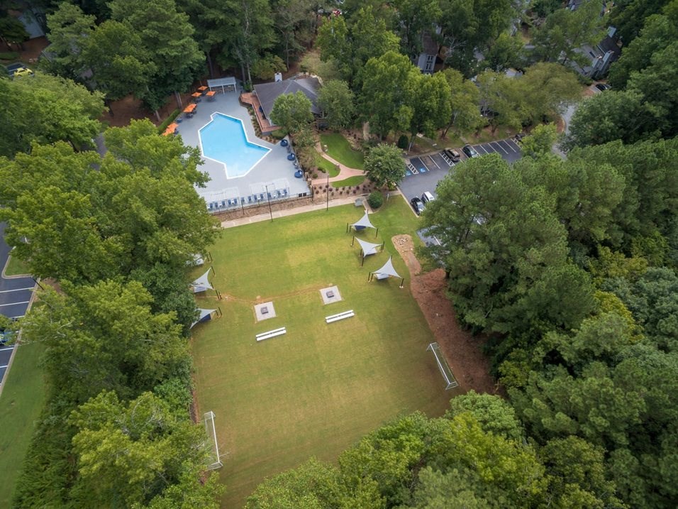 Aerial view of Avenues at Holcomb Bridge in Peachtree Corners, GA