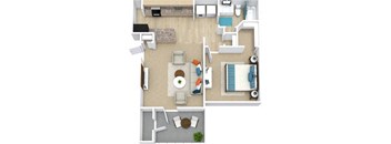 a bedroom with a bed and a chair in a room  at Avenues of Kennesaw East & West, Kennesaw, 30144