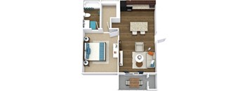 a floor plan of a one bedroom apartment  at Avenues of Kennesaw East & West, Kennesaw