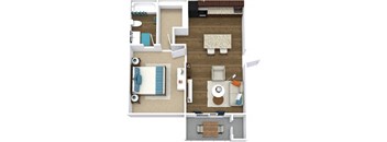 a floor plan of a one bedroom apartment  at Avenues of Kennesaw East & West, Georgia