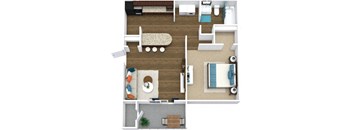 a floor plan of a one bedroom apartment  at Avenues of Kennesaw East & West, Kennesaw, GA 30144