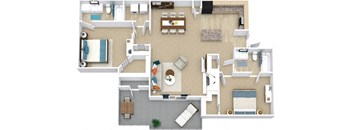 a floor plan of a two bedroom apartment  at Avenues of Kennesaw East & West, Kennesaw, GA
