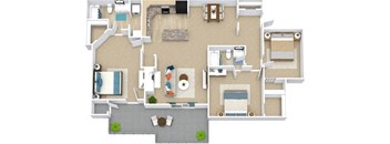a floor plan of the laurelwood apartments  at Avenues of Kennesaw East & West, Kennesaw Georgia