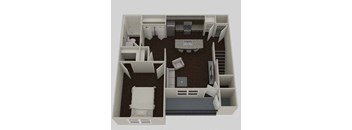 a floor plan of a room with a desk and chair at Park 33, Indiana