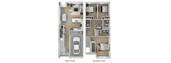 a floor plan with a bedroom and a living room