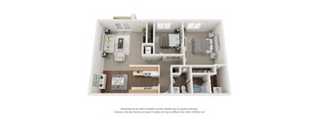 a 3d floor plan of a house with a bedroom and a bathroom