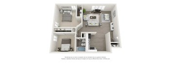 a 2 bedroom floor plan with a bathroom and a bedroom