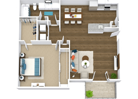 a floor plan of a house with a bedroom and a living room