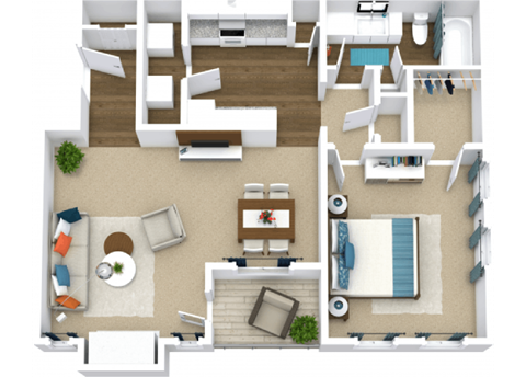 a floor plan of a room with a bed and a couch and a living room