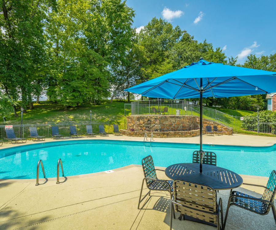 our apartments have a resort style pool and patio