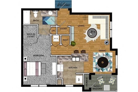 a floor plan of a house with a wooden floor