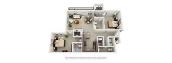 B1 Two Bedroom and Two Bathroom Floor Plan at Ridge Crossings Apartments, Alabama