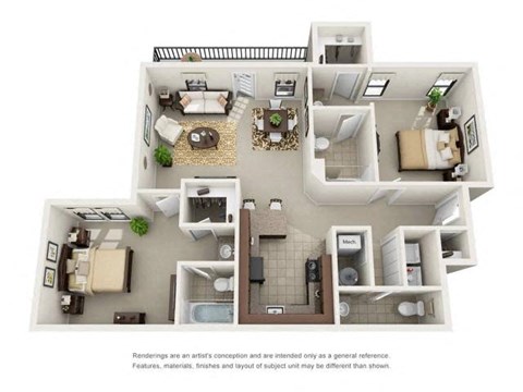 B1 Two Bedroom and Two Bathroom Floor Plan B1 Two Bedroom and Two Bathroom Floor Plan at Ridge Crossings Apartments, Alabama