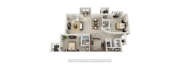 B3 Two Bedroom and Two Bathroom Floor Plan at Ridge Crossings Apartments, Hoover, AL 35244