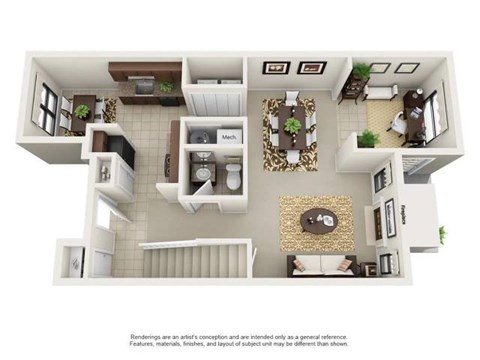 C3 Three Bedroom and Two Bathroom Floor Plan C3 Three Bedroom and Two Bathroom Floor Plan at Ridge Crossings Apartments, Hoover