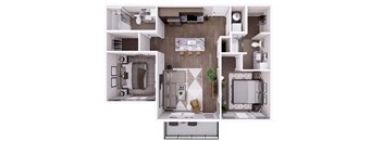 A series of images showing different views of a small apartment.