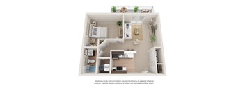 A white floor plan of a house with a kitchen, living room, and bedrooms.