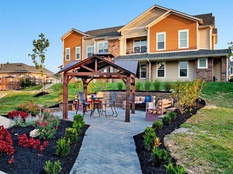 A house with a patio and a gazebo.