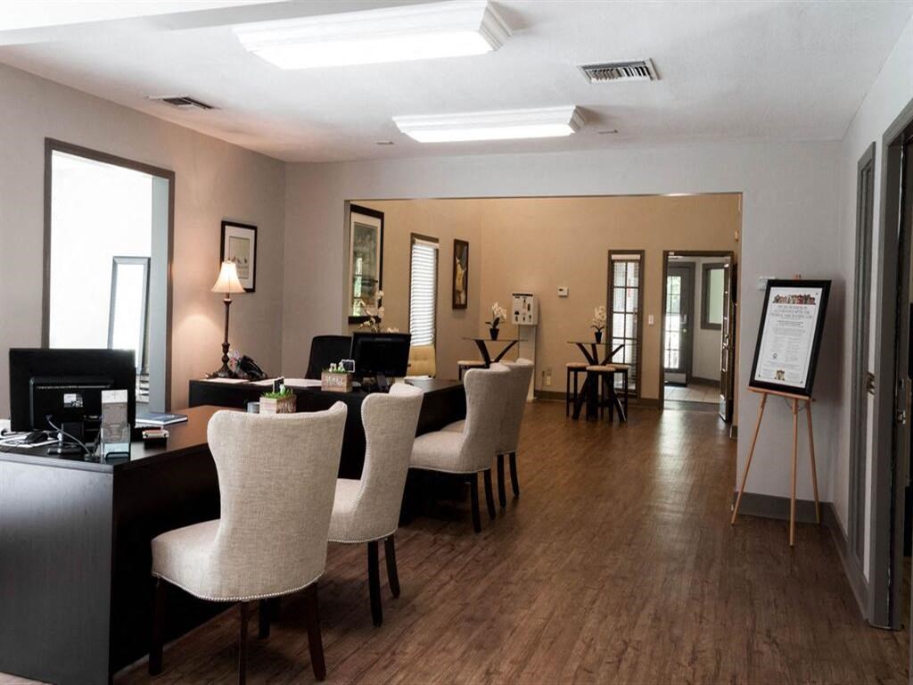 Spacious clubhouse with large table and chairs at the Grove at St. Andrews, Columbia, SC