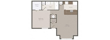 One bedroom  1 bath A4 floor plan at the Grove at St. Andrews, Columbia, SC