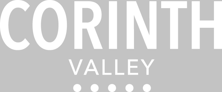 A graphic with the words "CORINTH VALLEY" in large grey letters.